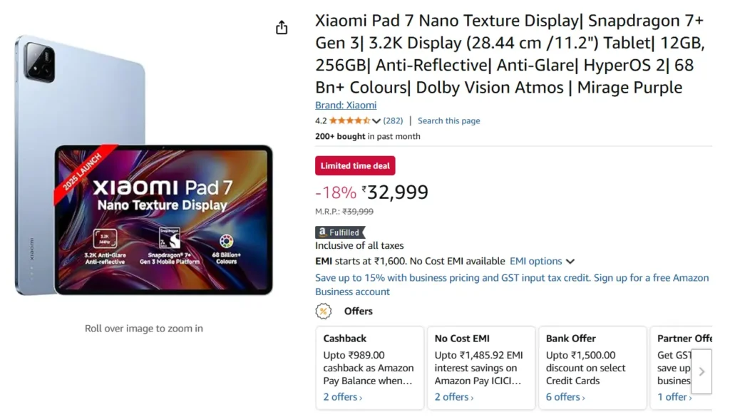 Xiaomi Pad 7 Offers and Discounts