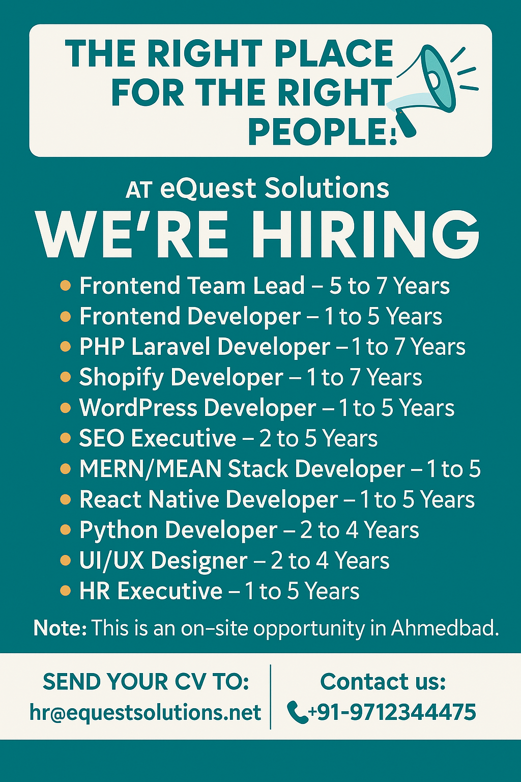eQuest Solutions Hiring Ahmedabad 2025