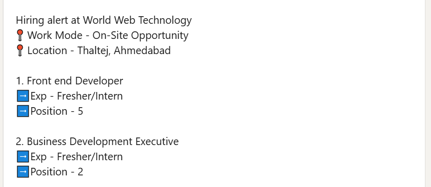 (World Web Technology is Hiring Freshers)