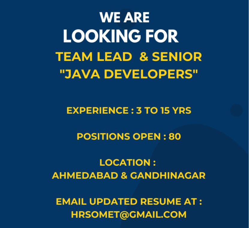 We Are Hiring Java Developer