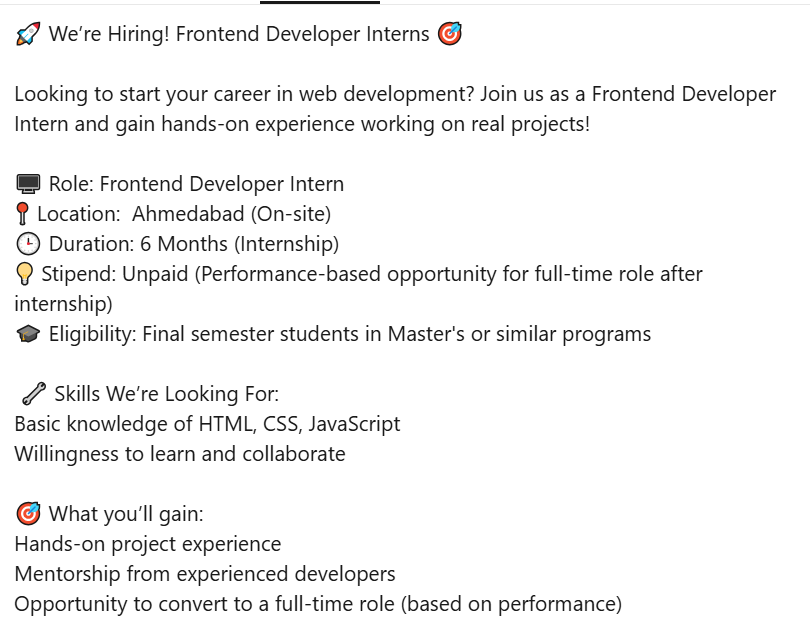 Join Us as a Frontend Developer Intern in 2025