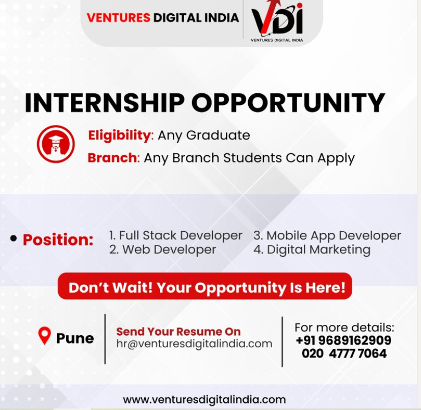Internship Opportunity – Join Ventures Digital India in 2025