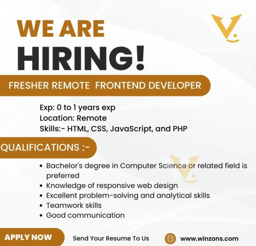 We are Hiring Remote Frontend Developer 2025