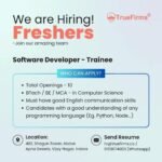 We Are Hiring Freshers!