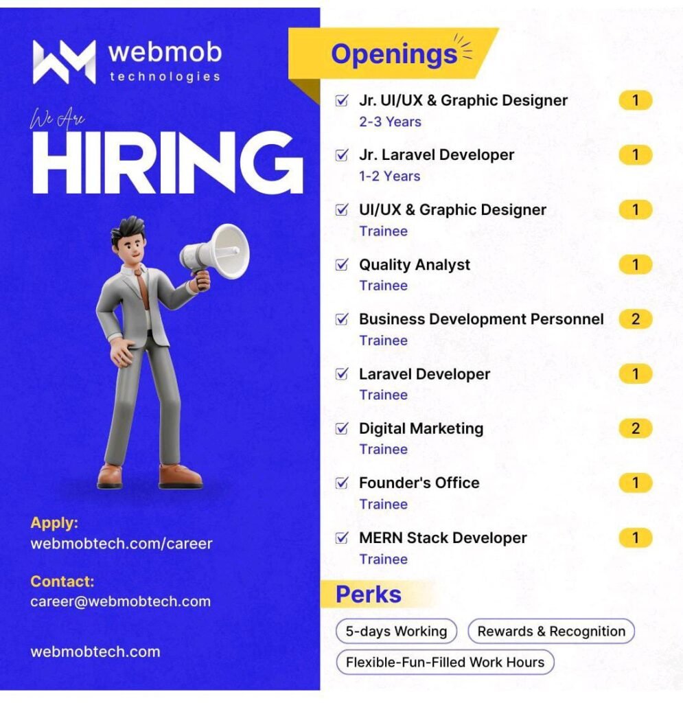 We Are Hiring: Exciting Career Opportunities at WebMob Technologies!