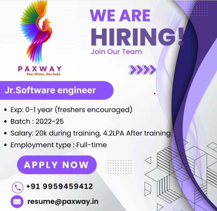Paxway Hiring Jr Software Engineer-Batch 2022-25