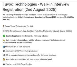 Mega Walk-In Drive for Freshers – 2nd August 2025