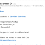Hiring at Zerotime Solutions 2025