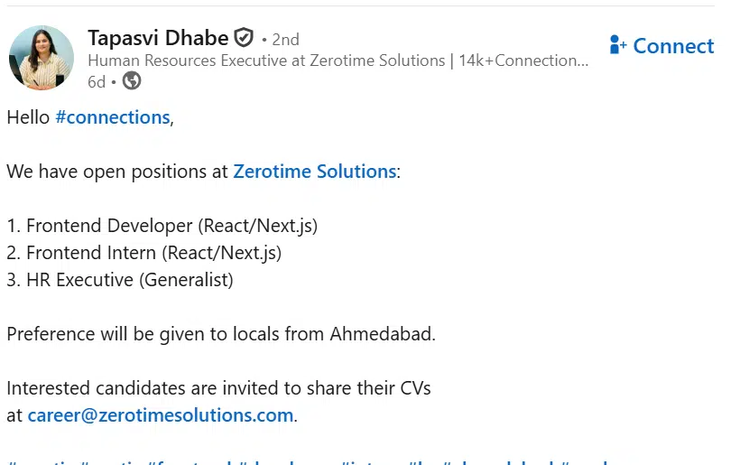 Hiring at Zerotime Solutions 2025